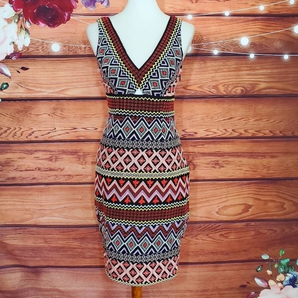 Anthropologie Multicolor Geometric Midi Dress